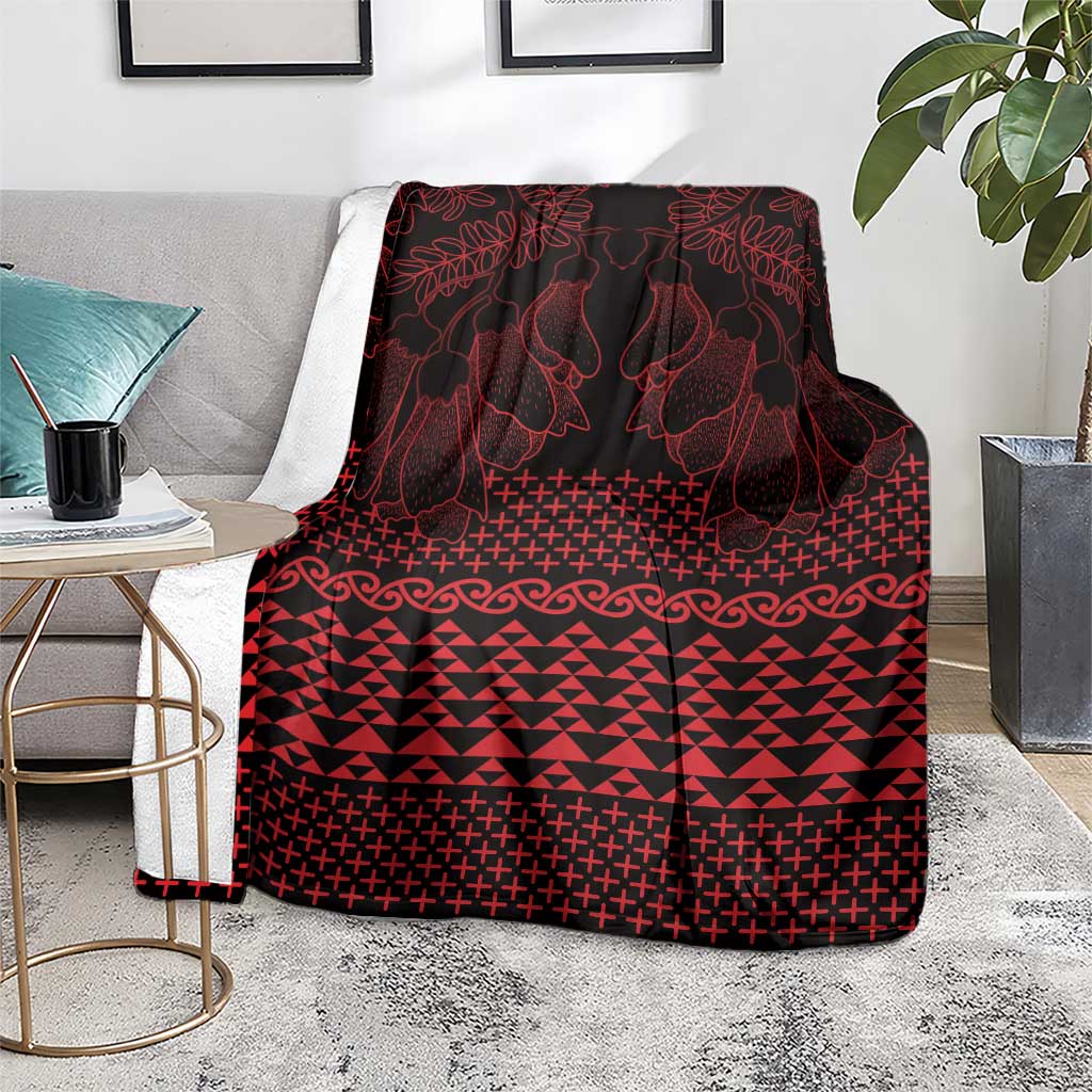 Red Taniko Kowhaiwhai Tukutuku Motif Blanket LT9 - Polynesian Pride