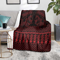 Red Taniko Kowhaiwhai Tukutuku Motif Blanket LT9 - Polynesian Pride