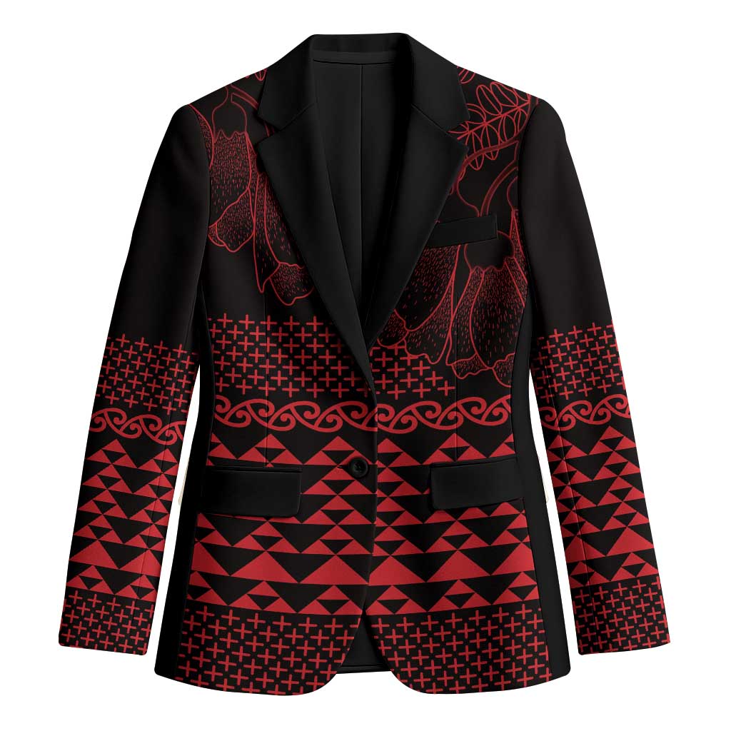 Red Taniko Kowhaiwhai Tukutuku Motif Blazer LT9 Unisex Red - Polynesian Pride
