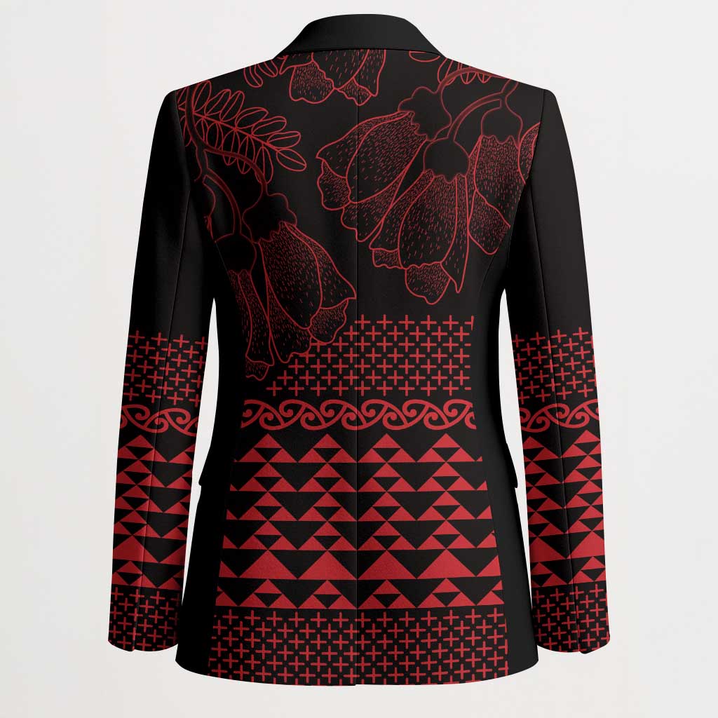 Red Taniko Kowhaiwhai Tukutuku Motif Blazer LT9 - Polynesian Pride