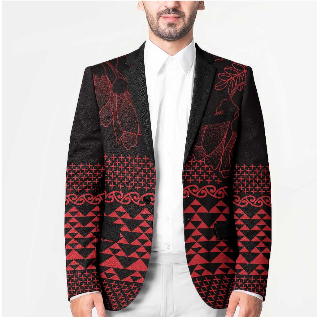Red Taniko Kowhaiwhai Tukutuku Motif Blazer LT9 - Polynesian Pride