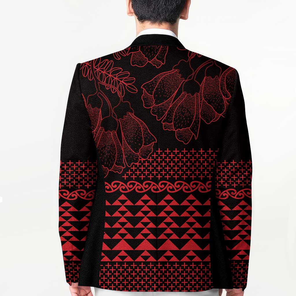 Red Taniko Kowhaiwhai Tukutuku Motif Blazer LT9 - Polynesian Pride