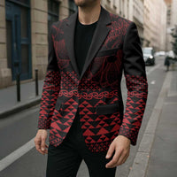 Red Taniko Kowhaiwhai Tukutuku Motif Blazer LT9 - Polynesian Pride