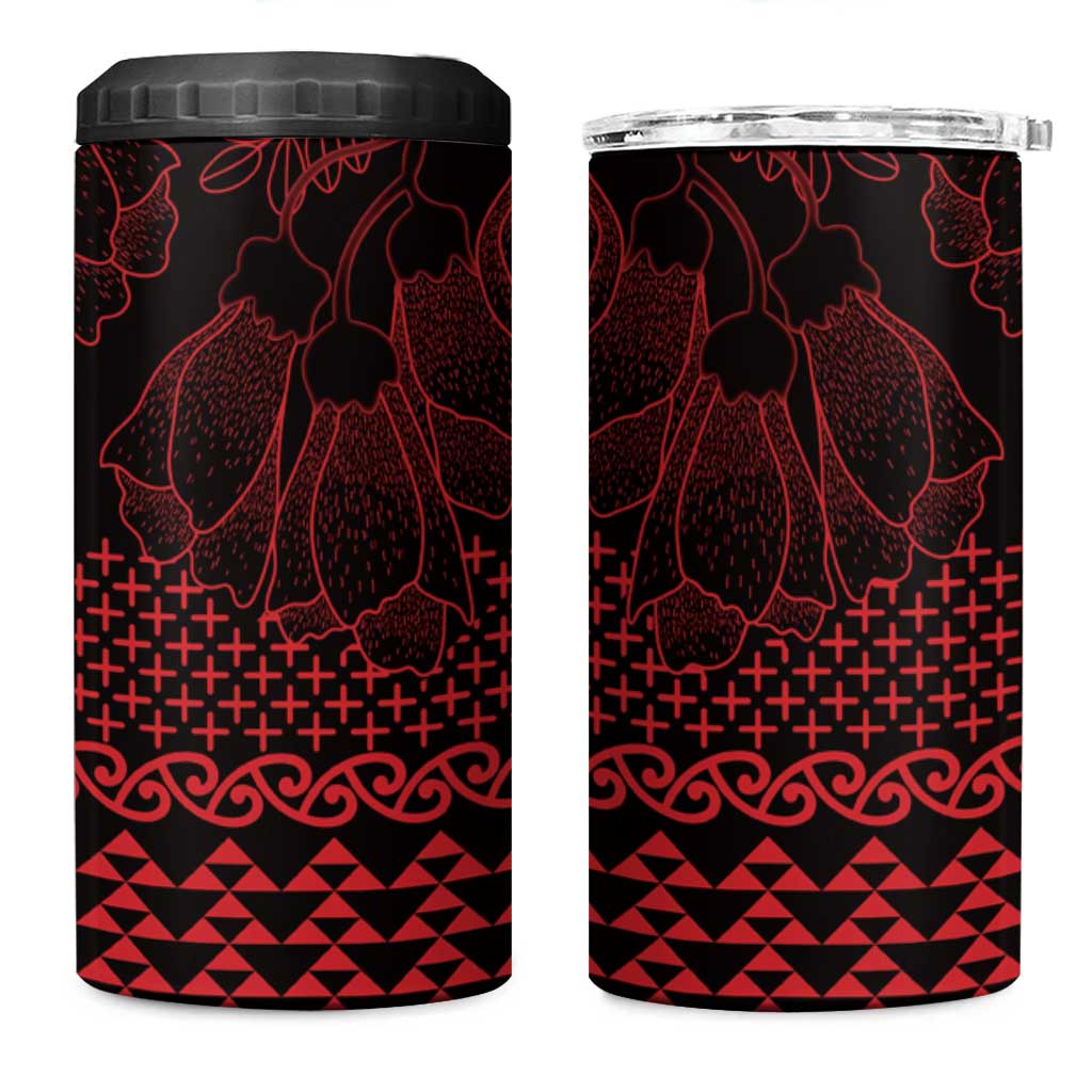 Red Taniko Kowhaiwhai Tukutuku Motif 4 in 1 Can Cooler Tumbler LT9 One Size: 16 oz Red - Polynesian Pride