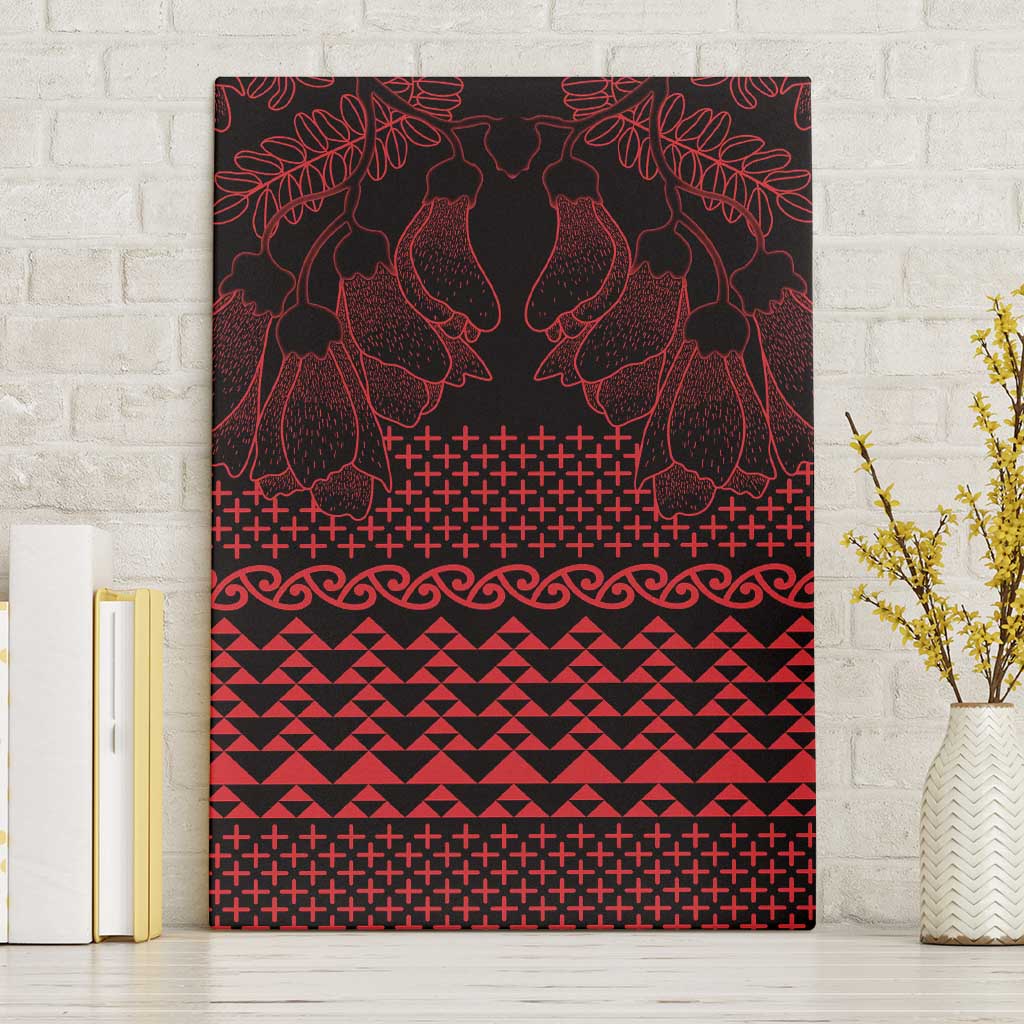 Red Taniko Kowhaiwhai Tukutuku Motif Canvas Wall Art LT9 Without Frame Red - Polynesian Pride