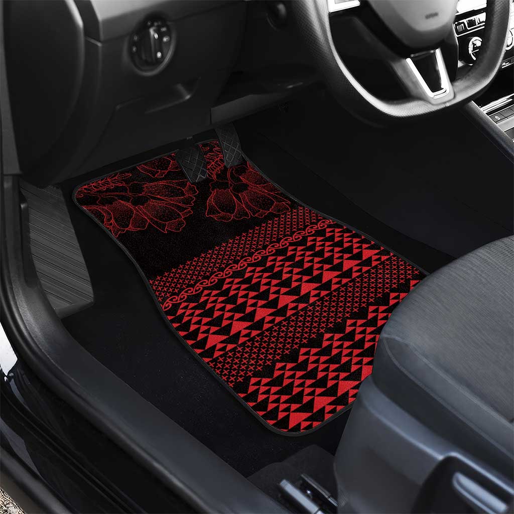 Red Taniko Kowhaiwhai Tukutuku Motif Car Mats LT9 - Polynesian Pride