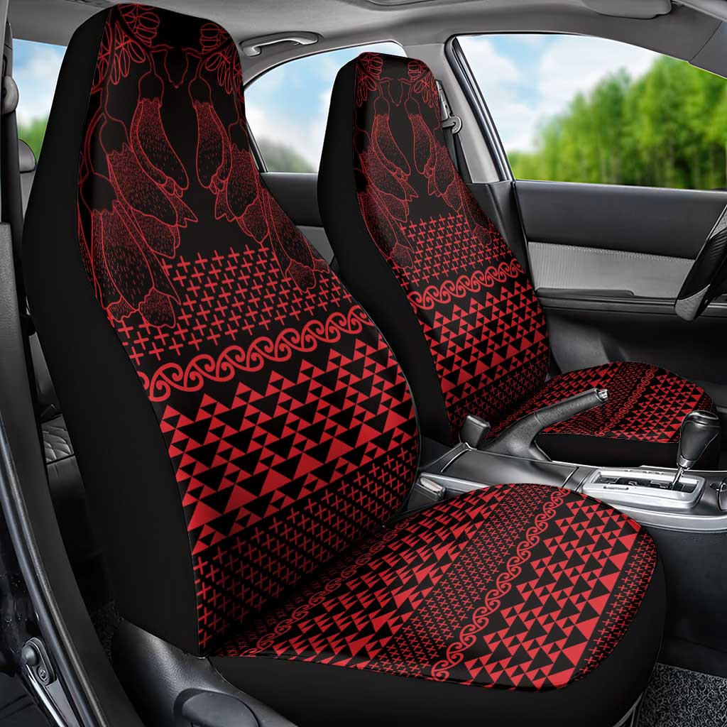 Red Taniko Kowhaiwhai Tukutuku Motif Car Seat Cover