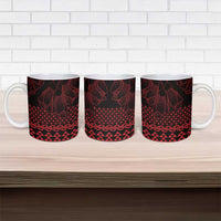 Red Taniko Kowhaiwhai Tukutuku Motif Ceramic Mug LT9 - Polynesian Pride