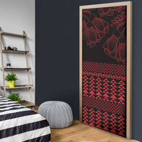 Red Taniko Kowhaiwhai Tukutuku Motif Door Cover - Polynesian Pride
