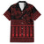 Red Taniko Kowhaiwhai Tukutuku Motif Family Matching Off Shoulder Maxi Dress and Hawaiian Shirt