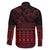 Red Taniko Kowhaiwhai Tukutuku Motif Family Matching Off Shoulder Maxi Dress and Hawaiian Shirt