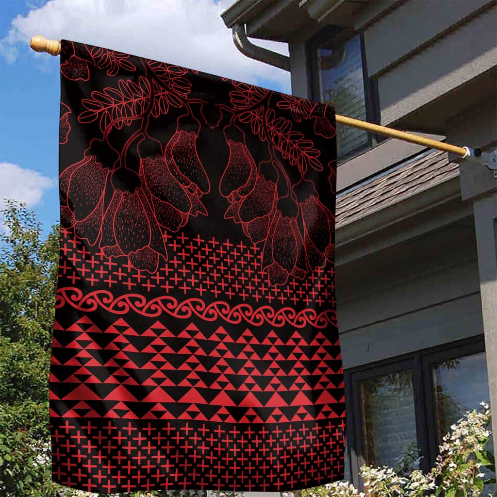 Red Taniko Kowhaiwhai Tukutuku Motif Garden Flag LT9 - Polynesian Pride
