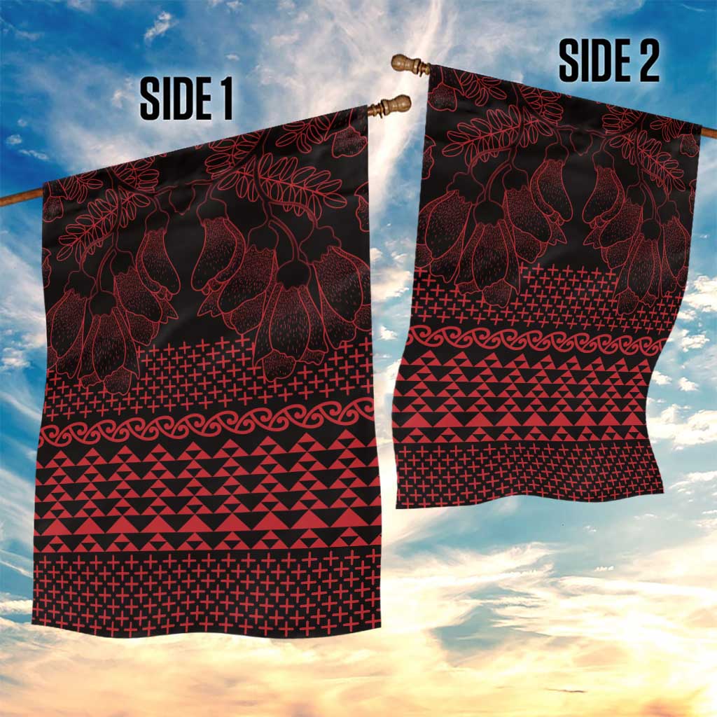 Red Taniko Kowhaiwhai Tukutuku Motif Garden Flag LT9 - Polynesian Pride