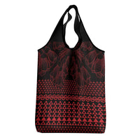 Red Taniko Kowhaiwhai Tukutuku Motif Grocery Bag