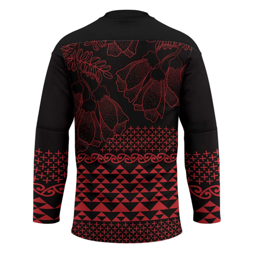 Red Taniko Kowhaiwhai Tukutuku Motif Hockey Jersey LT9 - Polynesian Pride