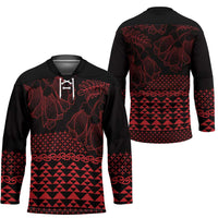 Red Taniko Kowhaiwhai Tukutuku Motif Hockey Jersey LT9 - Polynesian Pride