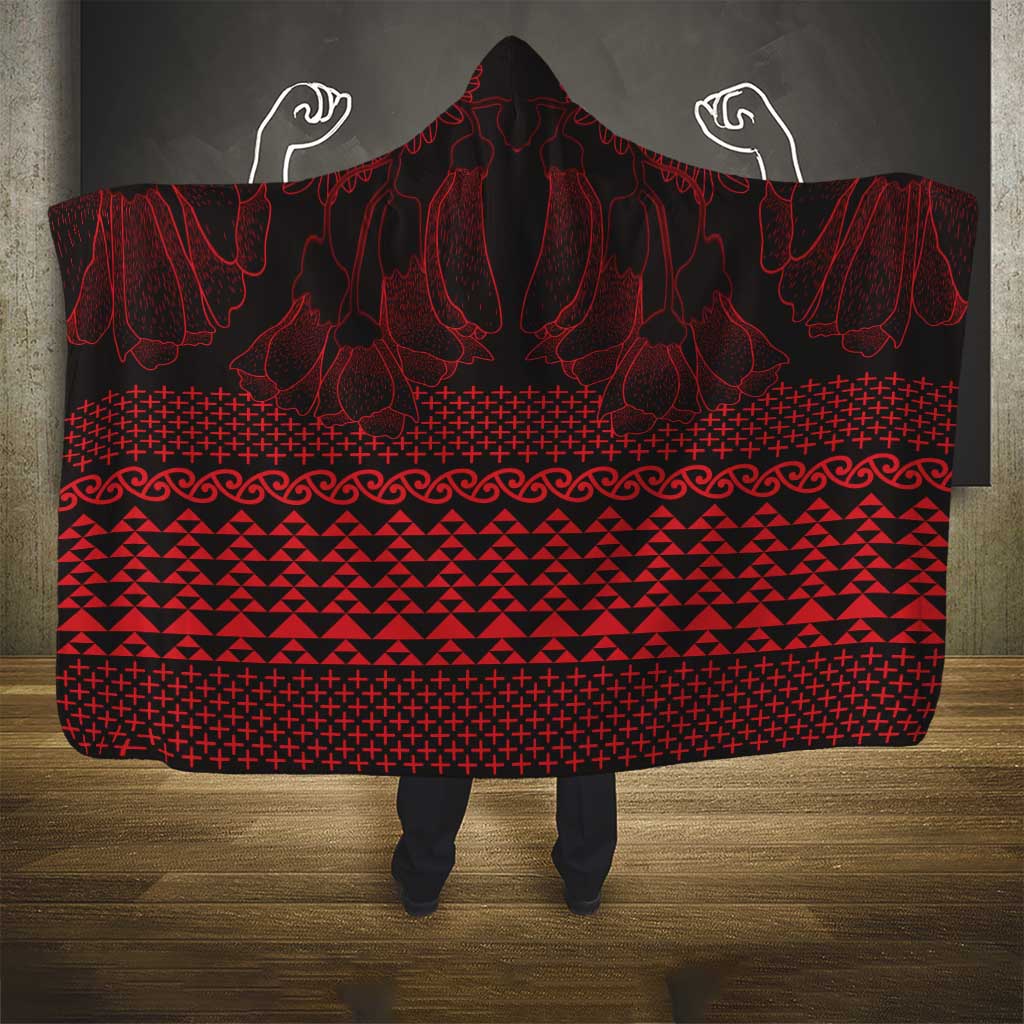 Red Taniko Kowhaiwhai Tukutuku Motif Hooded Blanket LT9 - Polynesian Pride