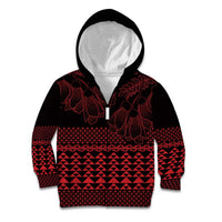Red Taniko Kowhaiwhai Tukutuku Motif Kid Hoodie