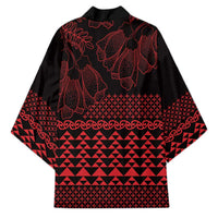 Red Taniko Kowhaiwhai Tukutuku Motif Kimono - Polynesian Pride