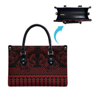 Red Taniko Kowhaiwhai Tukutuku Motif Leather Bag - Polynesian Pride