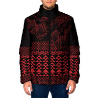 Red Taniko Kowhaiwhai Tukutuku Motif Padded Jacket LT9 Men Red - Polynesian Pride