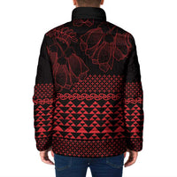 Red Taniko Kowhaiwhai Tukutuku Motif Padded Jacket LT9 - Polynesian Pride