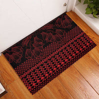 Red Taniko Kowhaiwhai Tukutuku Motif Rubber Doormat