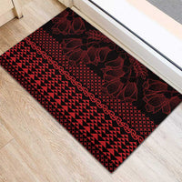 Red Taniko Kowhaiwhai Tukutuku Motif Rubber Doormat