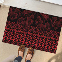 Red Taniko Kowhaiwhai Tukutuku Motif Rubber Doormat
