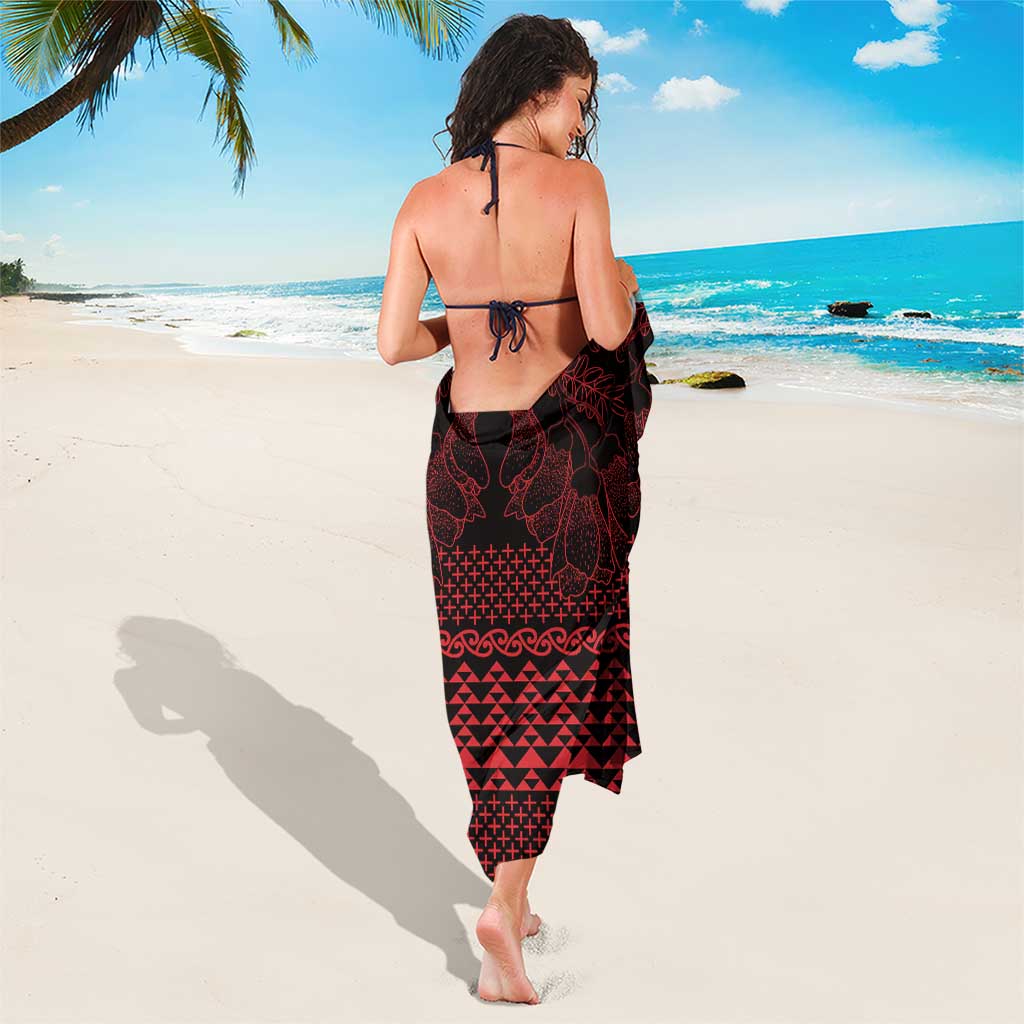 Red Taniko Kowhaiwhai Tukutuku Motif Sarong