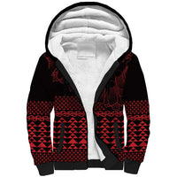 Red Taniko Kowhaiwhai Tukutuku Motif Sherpa Hoodie LT9 Unisex Red - Polynesian Pride