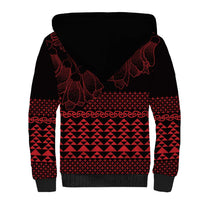 Red Taniko Kowhaiwhai Tukutuku Motif Sherpa Hoodie LT9 - Polynesian Pride