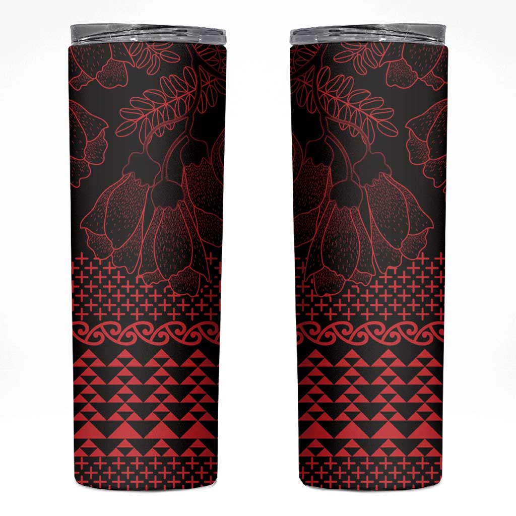Red Taniko Kowhaiwhai Tukutuku Motif Skinny Tumbler