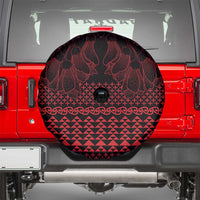 Red Taniko Kowhaiwhai Tukutuku Motif Spare Tire Cover