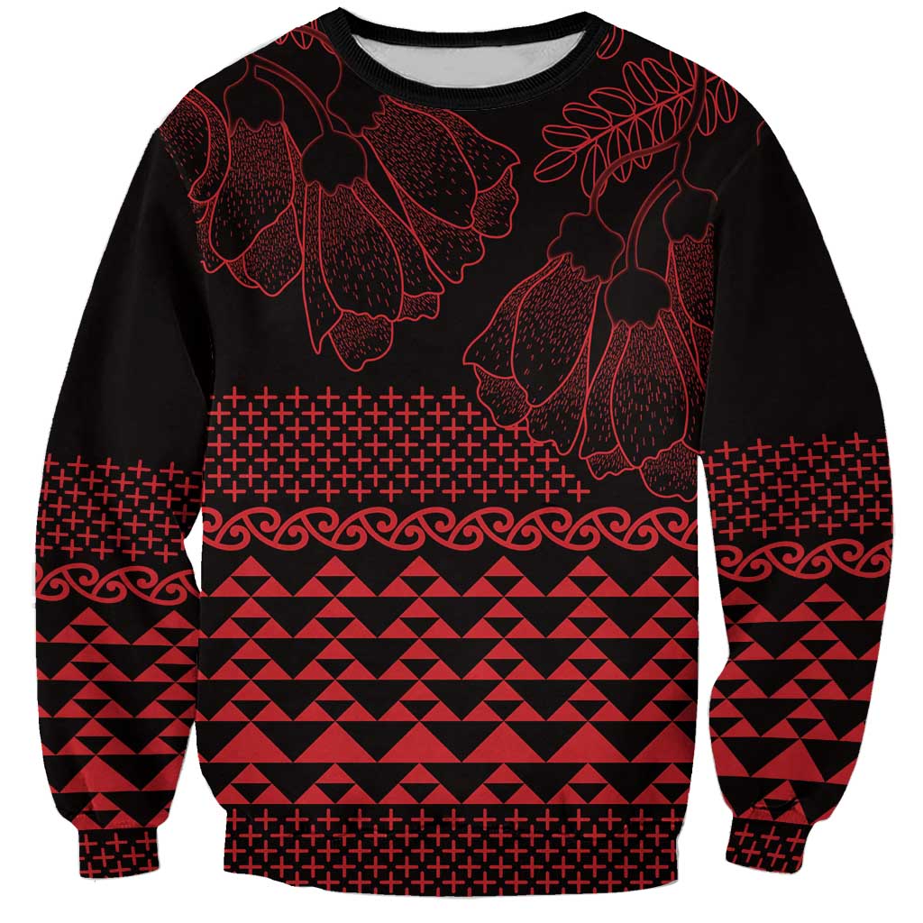 Red Taniko Kowhaiwhai Tukutuku Motif Sweatshirt LT9 Unisex Red - Polynesian Pride