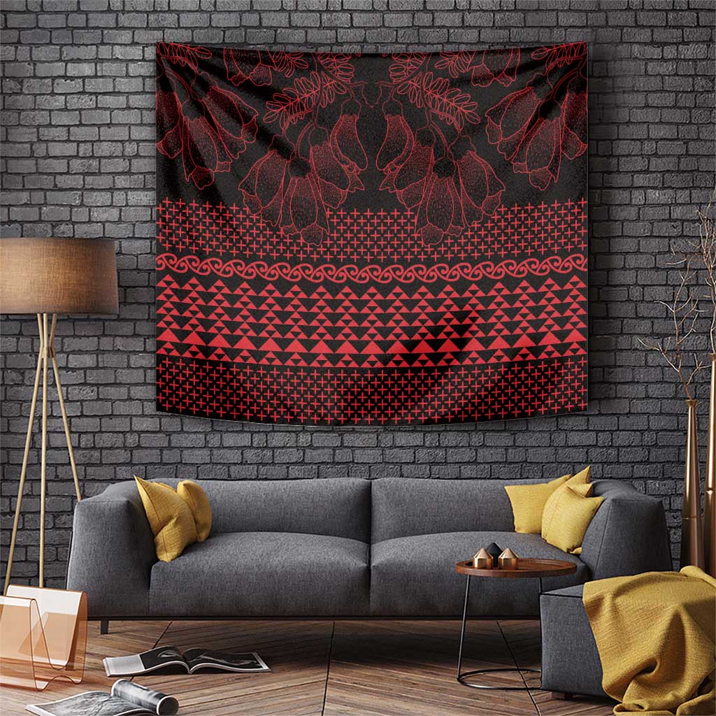 Red Taniko Kowhaiwhai Tukutuku Motif Tapestry