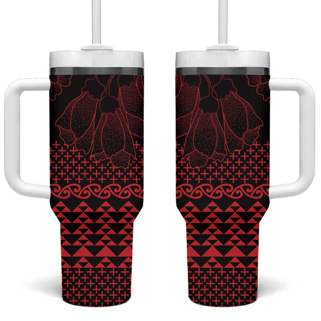 Red Taniko Kowhaiwhai Tukutuku Motif Tumbler With Handle LT9 One Size: 40 oz Red - Polynesian Pride