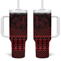 Red Taniko Kowhaiwhai Tukutuku Motif Tumbler With Handle LT9 One Size: 40 oz Red - Polynesian Pride