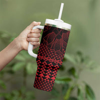 Red Taniko Kowhaiwhai Tukutuku Motif Tumbler With Handle LT9 - Polynesian Pride