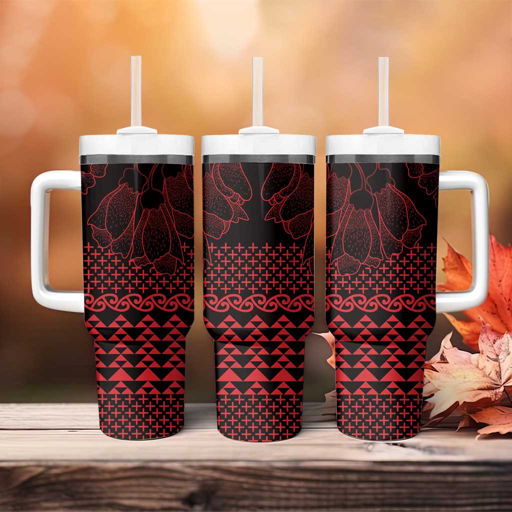 Red Taniko Kowhaiwhai Tukutuku Motif Tumbler With Handle LT9 - Polynesian Pride