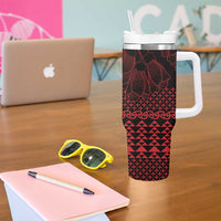 Red Taniko Kowhaiwhai Tukutuku Motif Tumbler With Handle LT9 - Polynesian Pride