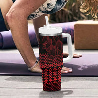 Red Taniko Kowhaiwhai Tukutuku Motif Tumbler With Handle LT9 - Polynesian Pride