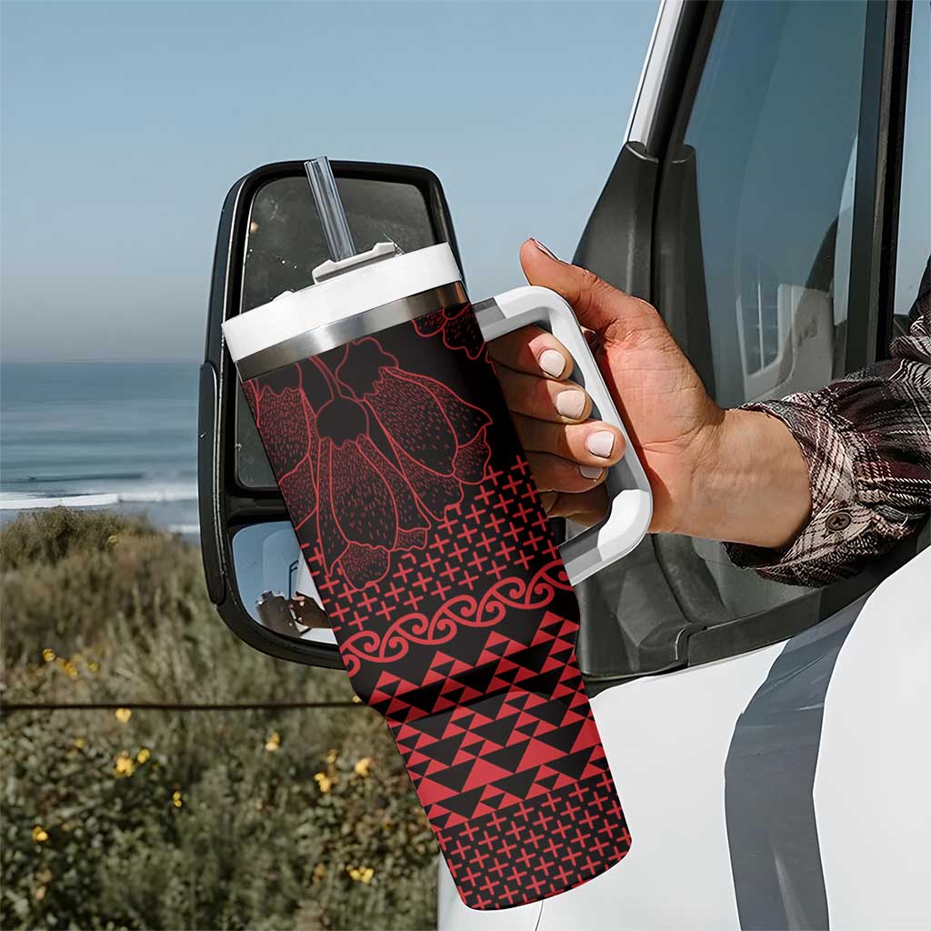 Red Taniko Kowhaiwhai Tukutuku Motif Tumbler With Handle LT9 - Polynesian Pride
