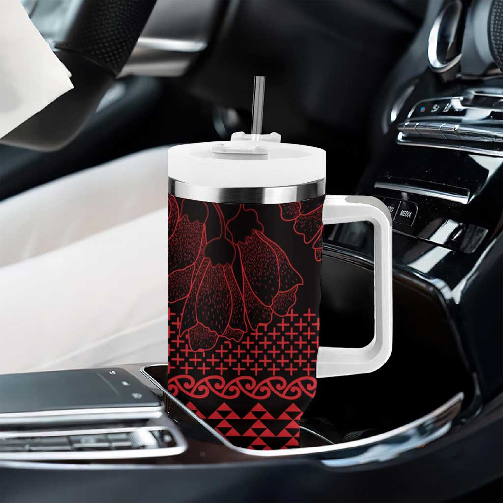 Red Taniko Kowhaiwhai Tukutuku Motif Tumbler With Handle LT9 - Polynesian Pride