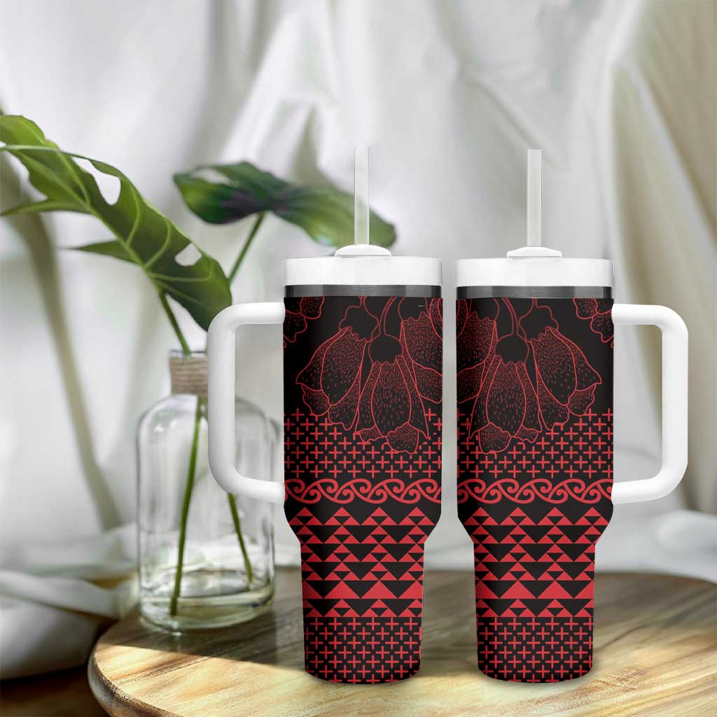 Red Taniko Kowhaiwhai Tukutuku Motif Tumbler With Handle LT9 - Polynesian Pride