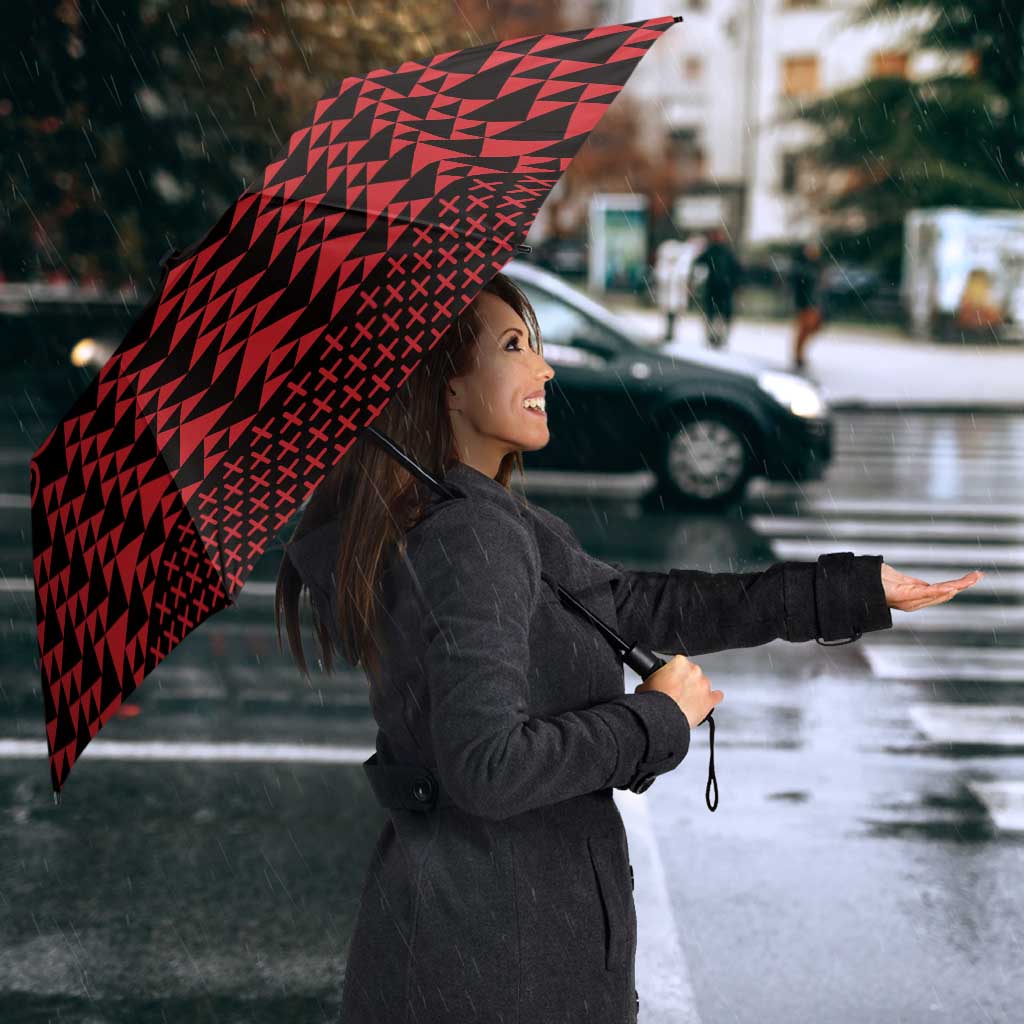 Red Taniko Kowhaiwhai Tukutuku Motif Umbrella - Polynesian Pride