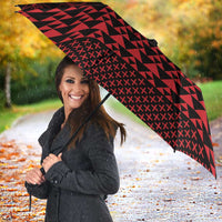 Red Taniko Kowhaiwhai Tukutuku Motif Umbrella - Polynesian Pride