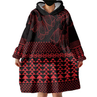 Red Taniko Kowhaiwhai Tukutuku Motif Wearable Blanket Hoodie LT9 - Polynesian Pride