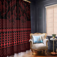 Red Taniko Kowhaiwhai Tukutuku Motif Window Curtain LT9 - Polynesian Pride