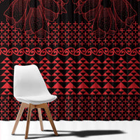 Red Taniko Kowhaiwhai Tukutuku Motif Window Curtain LT9 - Polynesian Pride